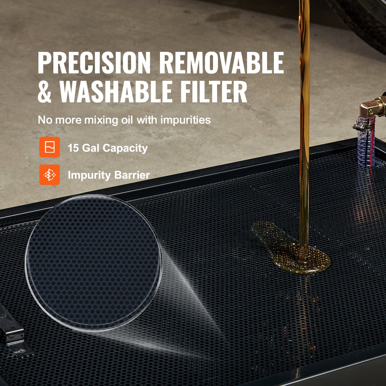 VEVOR Low Profile Oil Drain Pan, 15 Gallon Oil Drain Pan with Pump, Oil