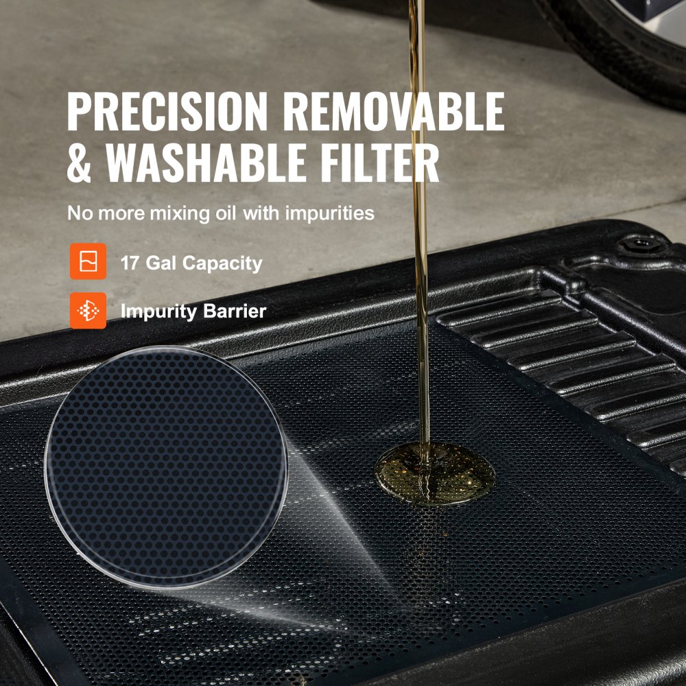 VEVOR Low Profile Oil Drain Pan, 17 Gallon Oil Drain Pan with Pump, Oil