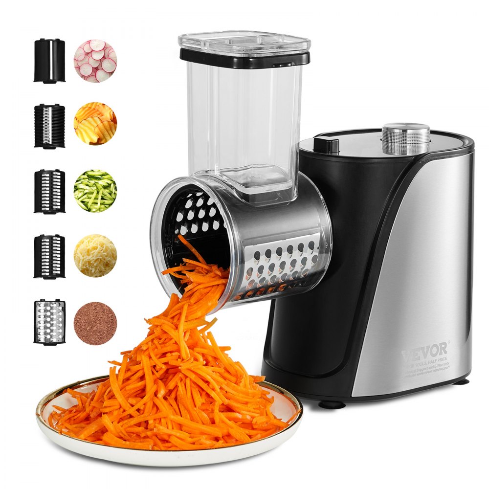 VEVOR Electric Cheese Grater Salad Maker 250W Salad Shooter Electric Vegetable Slicer Shredder Chopper for Fruits with 5 Attachments Stainless Steel Food Cutter for Vegetables and Cheeses VEVOR EU