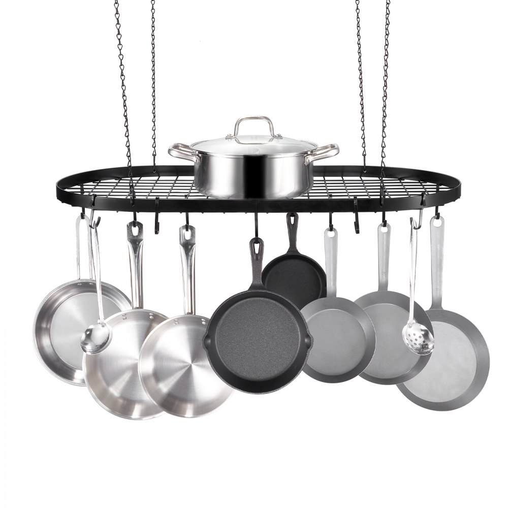 VEVOR Hanging Pot Rack, 32 inch Hanging Pot Rack Ceiling Mount, Ceiling ...