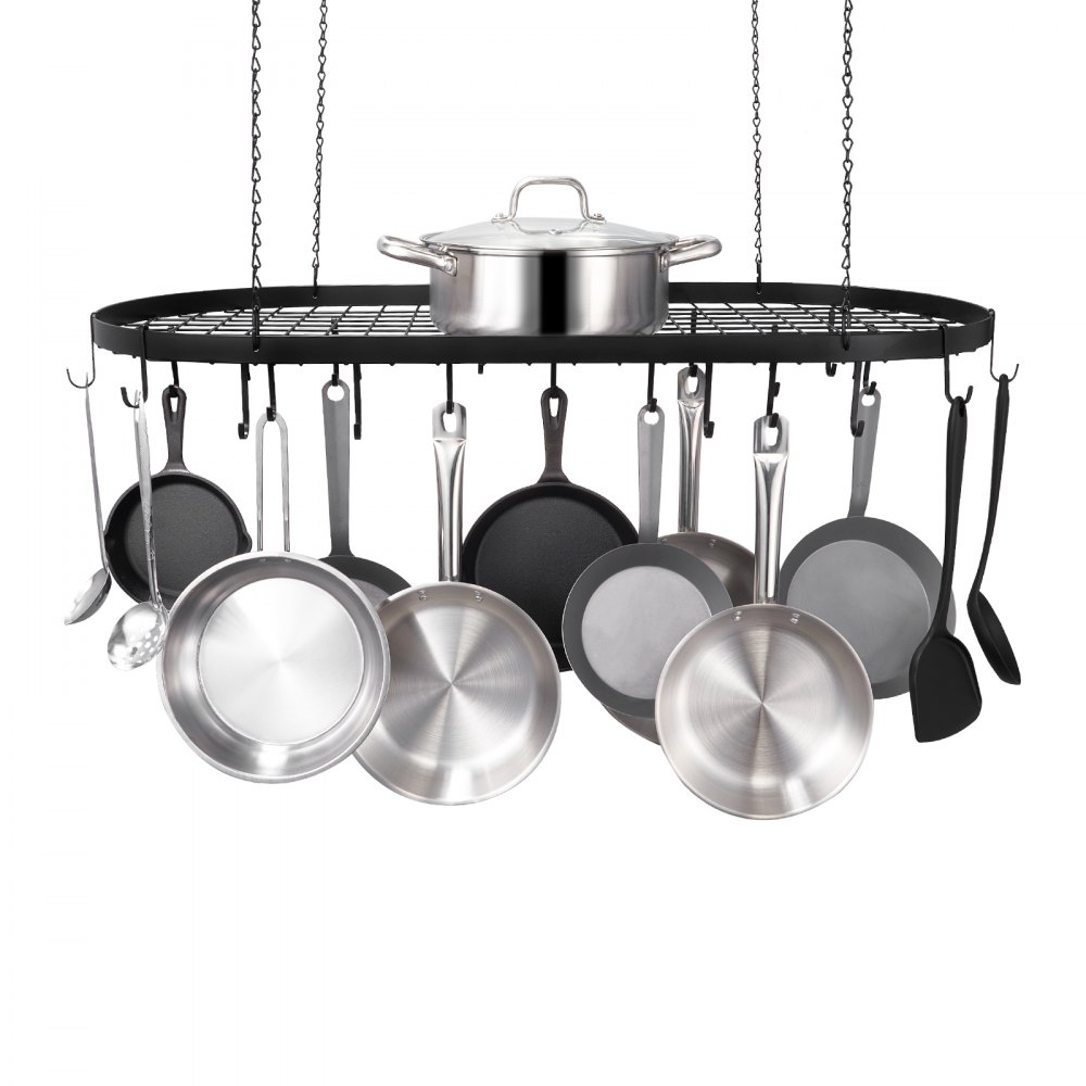 Ceiling Pot Rack Extension VEVOR Hanging Pot Rack Ceiling Mount 36 inch Ceiling Pot Rack with 20 S ...