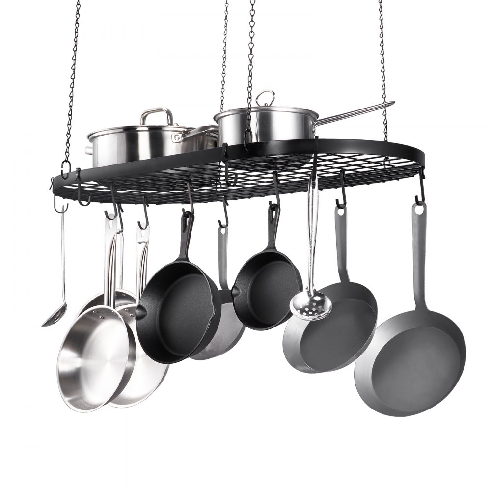 VEVOR Hanging Pot Rack, 36 inch Hanging Pot Rack Ceiling Mount, Ceiling ...