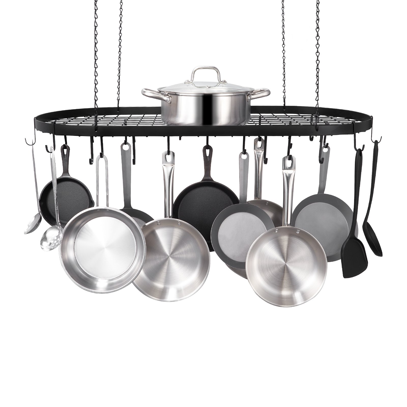 VEVOR Hanging Pot Rack, 36 inch Hanging Pot Rack Ceiling Mount, Ceiling ...