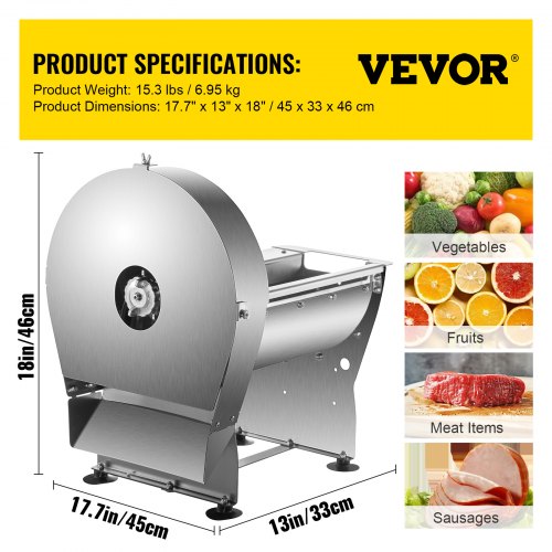 VEVOR Electric Food Slicer, 10In Manual Vegetable Fruit