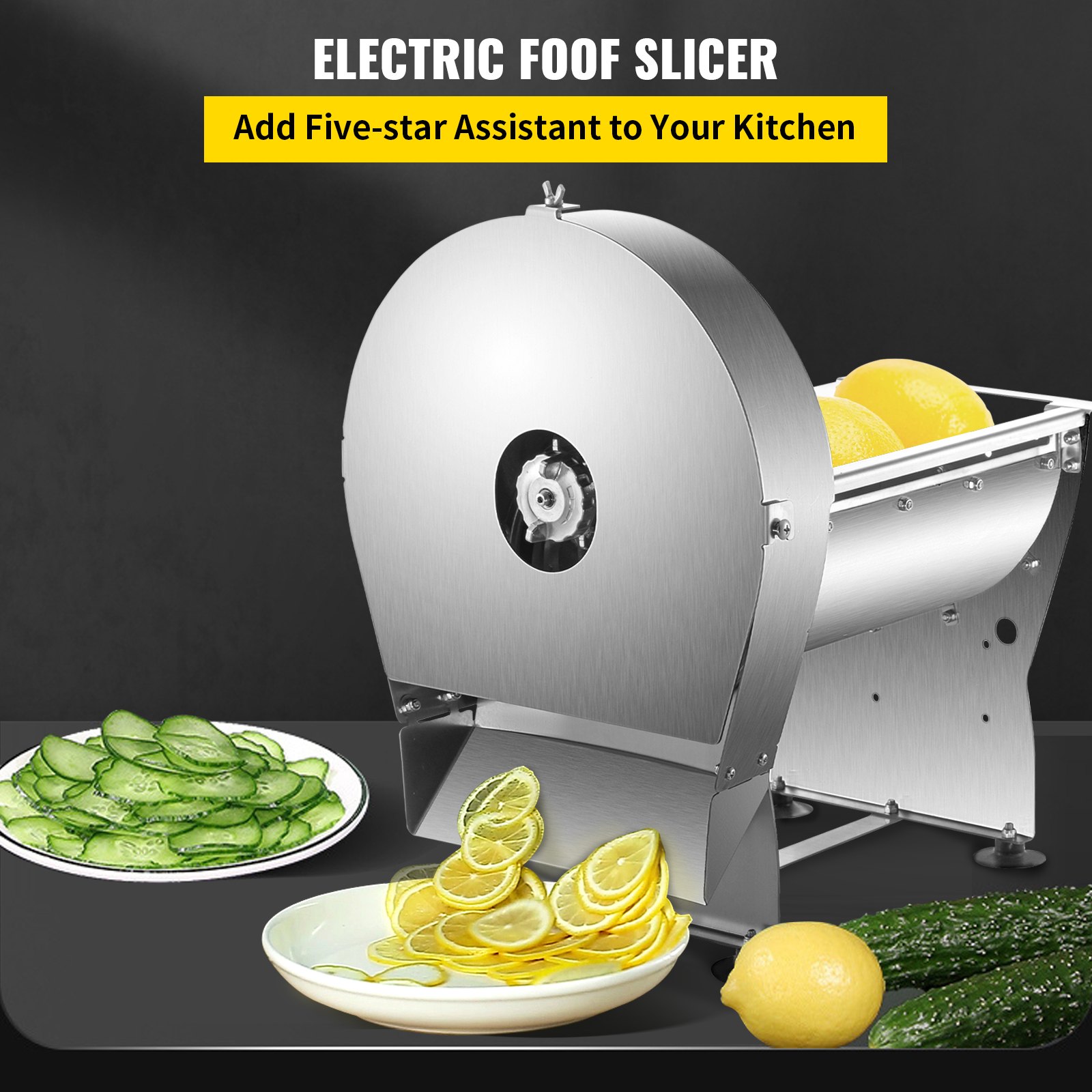 VEVOR Electric Food Slicer, 10In Manual Vegetable Fruit Slicer, 0-0.4 ...