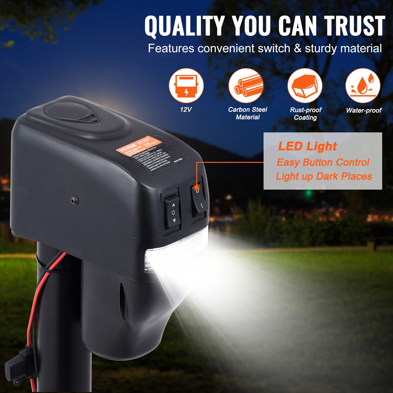 VEVOR Electric Trailer Jack, Power Tongue Jack Weight Capacity 4000 lbs, 9.84"33.85" Electric