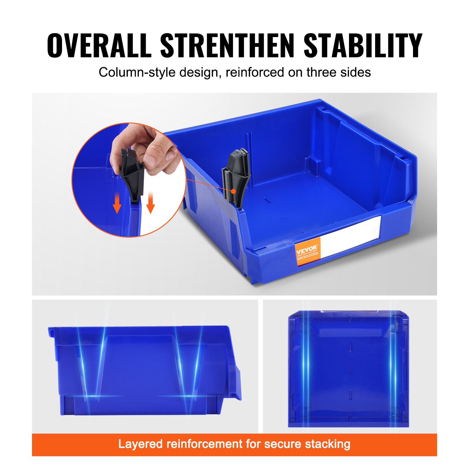 VEVOR Plastic Storage Bin, (276 mm x 279 mm x 128 mm), Hanging