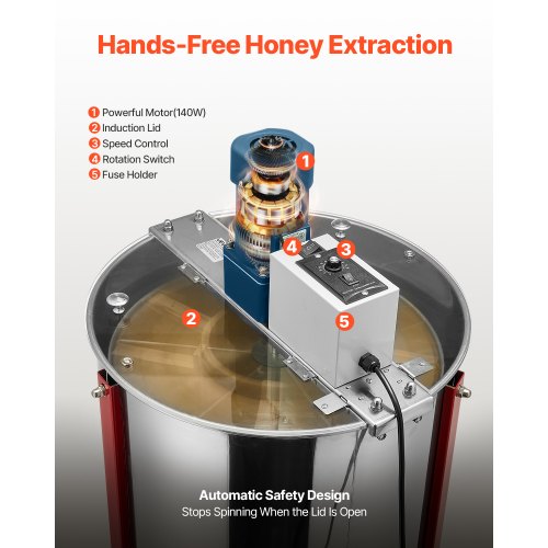 Electric Honey Extractor 6 Frame Beekeeping Honeycomb Spinner Stainless ...