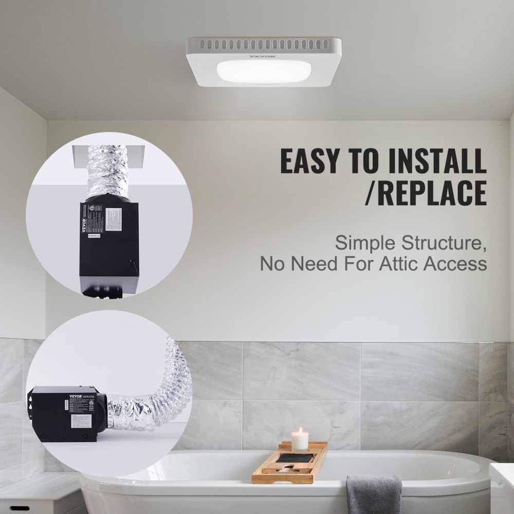 VEVOR Bathroom Exhaust Fan, 110 CFM High-Efficiency Ventilation, 1 ...