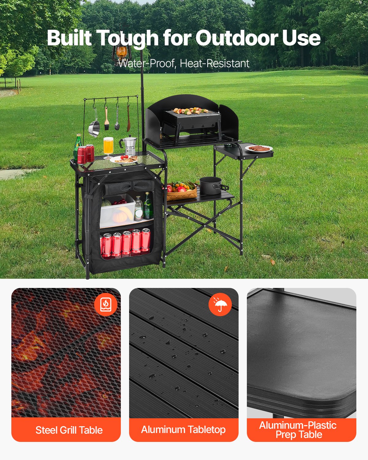 VEVOR Camp Kitchen Table Folding - 133 lbs, 24-hr use