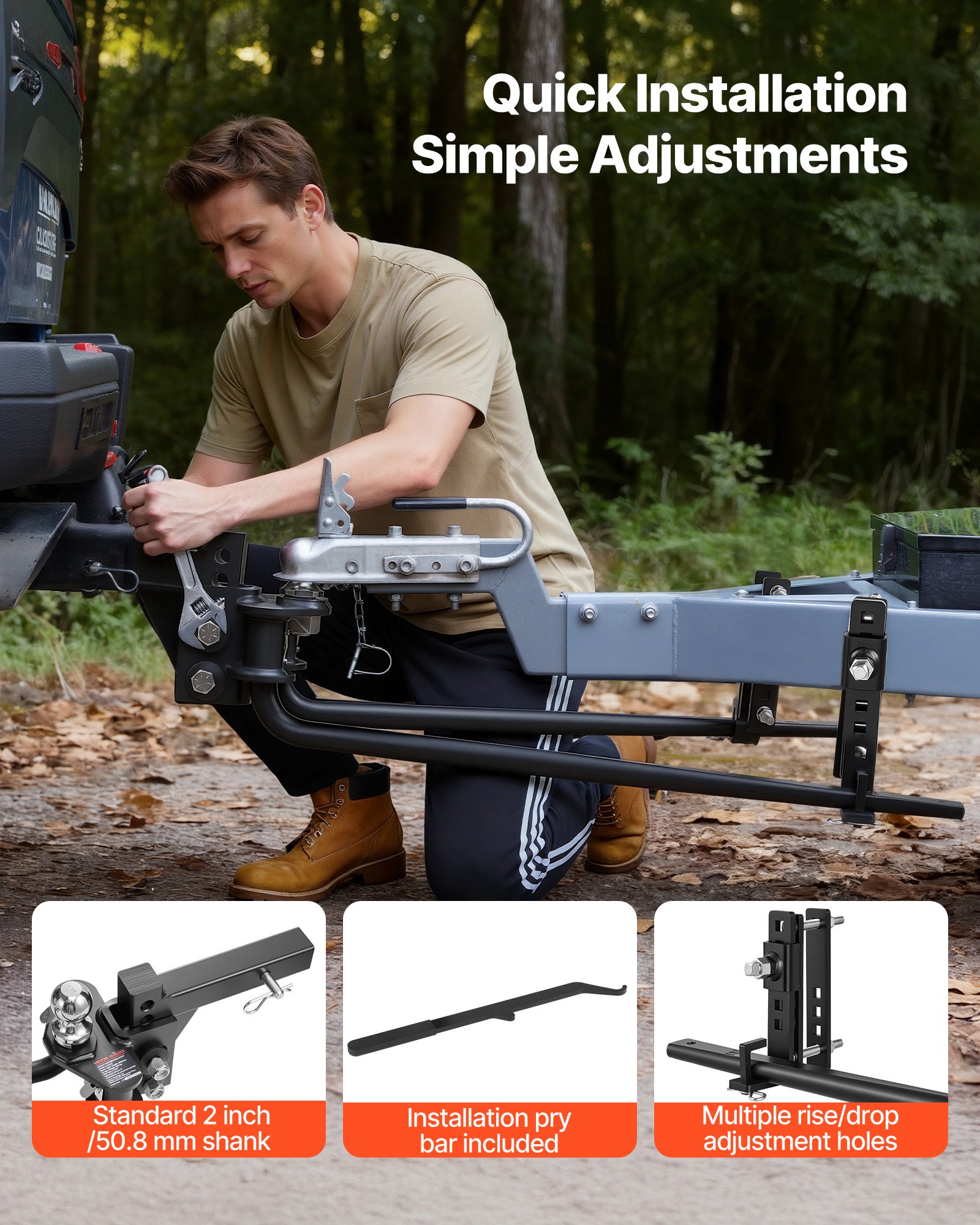 VEVOR Weight Distribution Hitch, 14000 lbs Max. Towing with Sway ...
