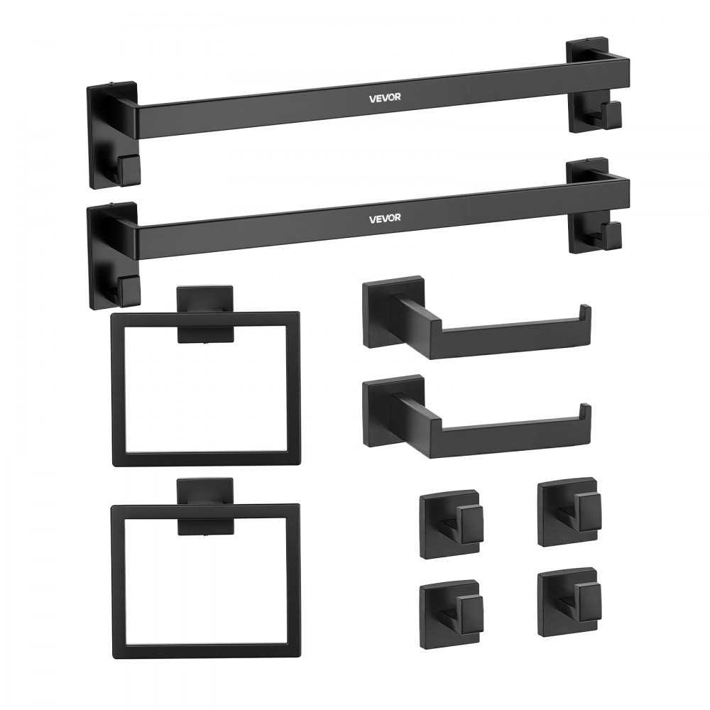 VEVOR Matte Black Bathroom Hardware Set, 10-Piece Bathroom Accessories ...