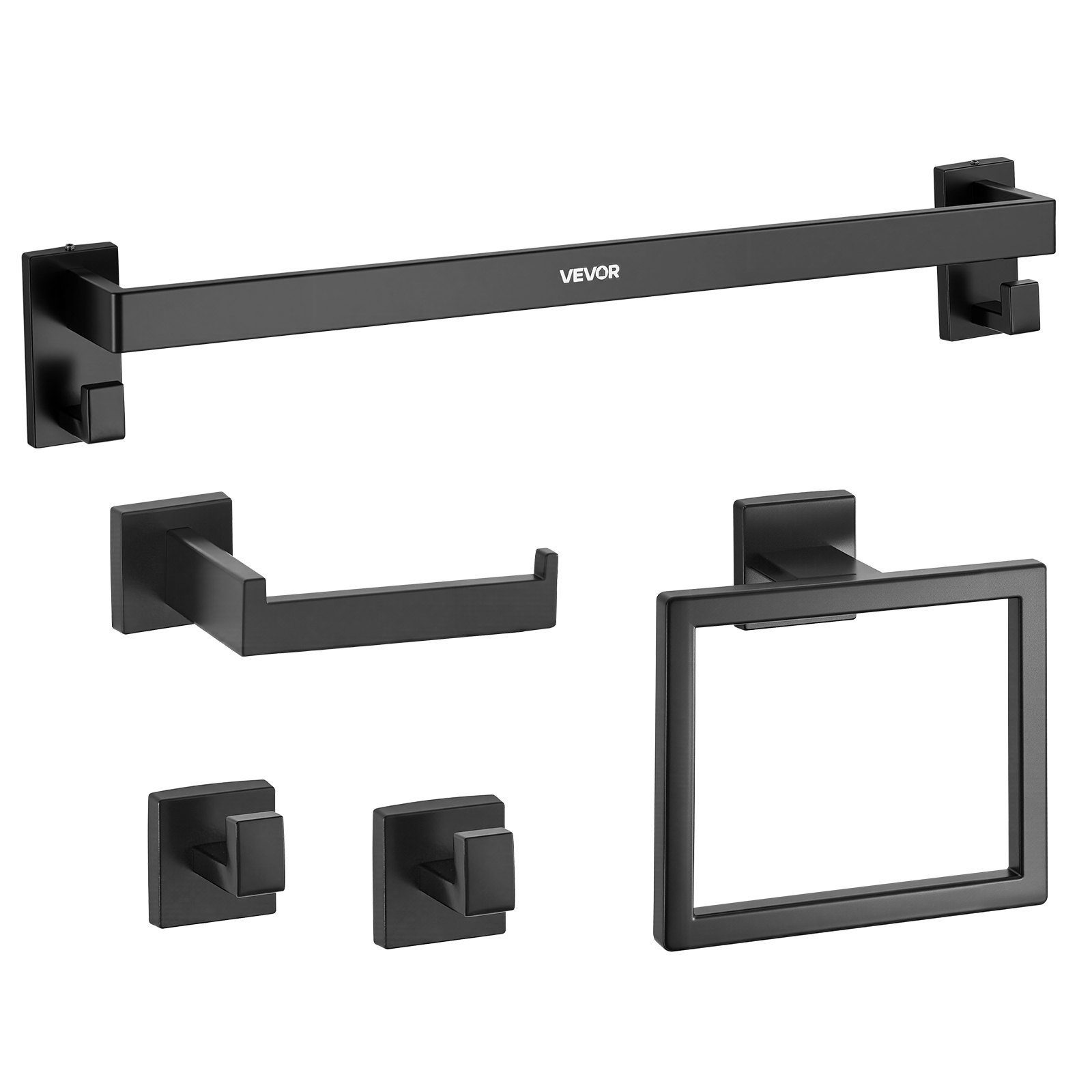 VEVOR Matte Black Bathroom Hardware Set, 5 Pieces Stainless Steel ...