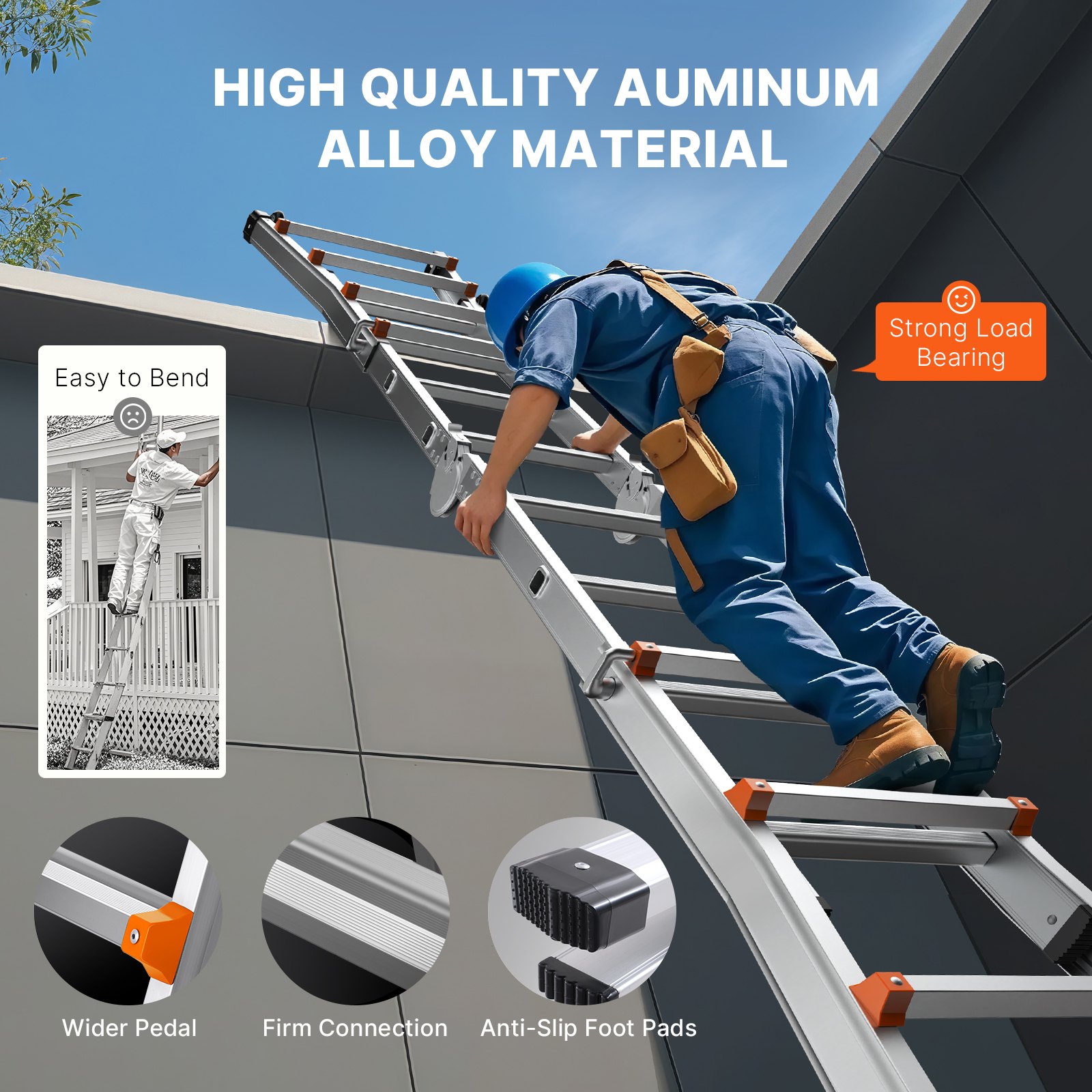 VEVOR Telescoping Ladder A Frame, 11 FT Compact Aluminum Extension ...