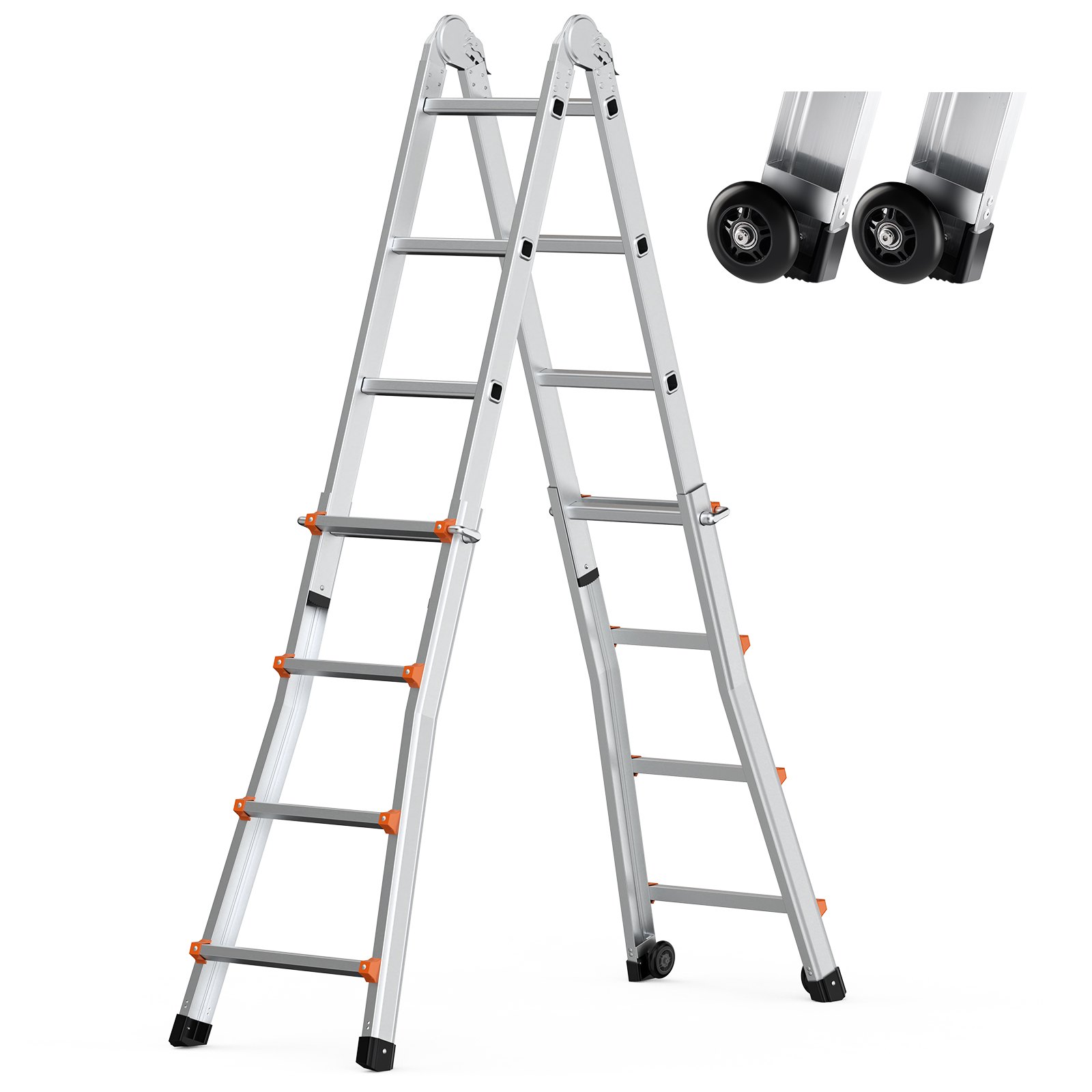 VEVOR Telescoping A Frame Ladder – 15.5 FT, 330lb Load, 180°