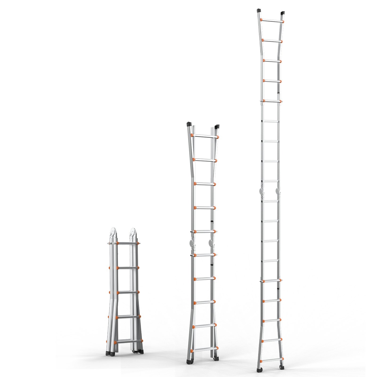 VEVOR Telescoping Ladder A Frame, 17 FT Compact Aluminum Extension ...