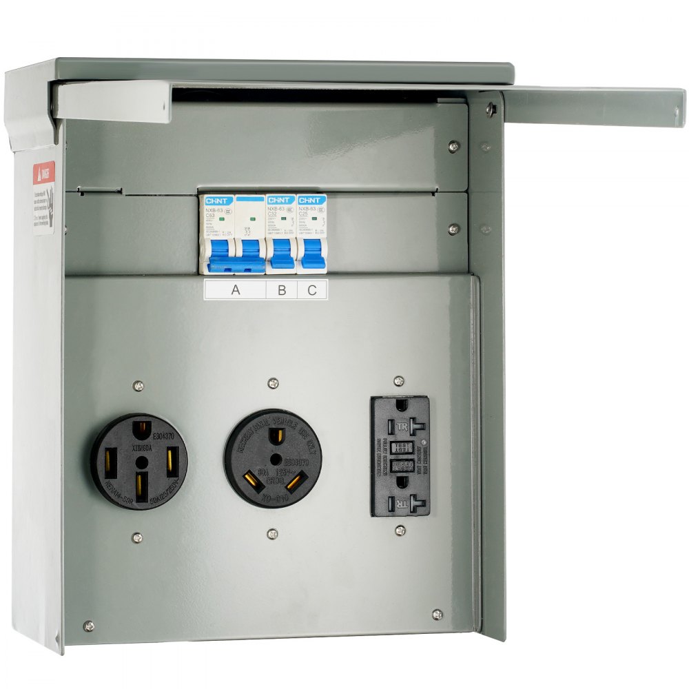 VEVOR Temporary Power Outlet Panel, 125/250V, RV Power Outlet Box with ...