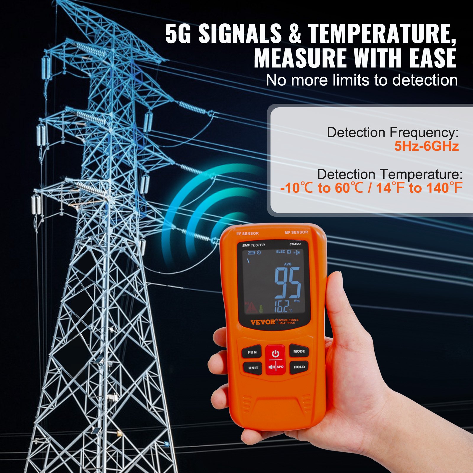 3-in-1 EMF-meter 5Hz-6GHz draagbare oplaadbare elektromagnetische veldstralingsdetector 3-in-1 EMF-meter 5Hz-6GHz draagbare oplaadbare elektromagnetische veldstralingsdetector