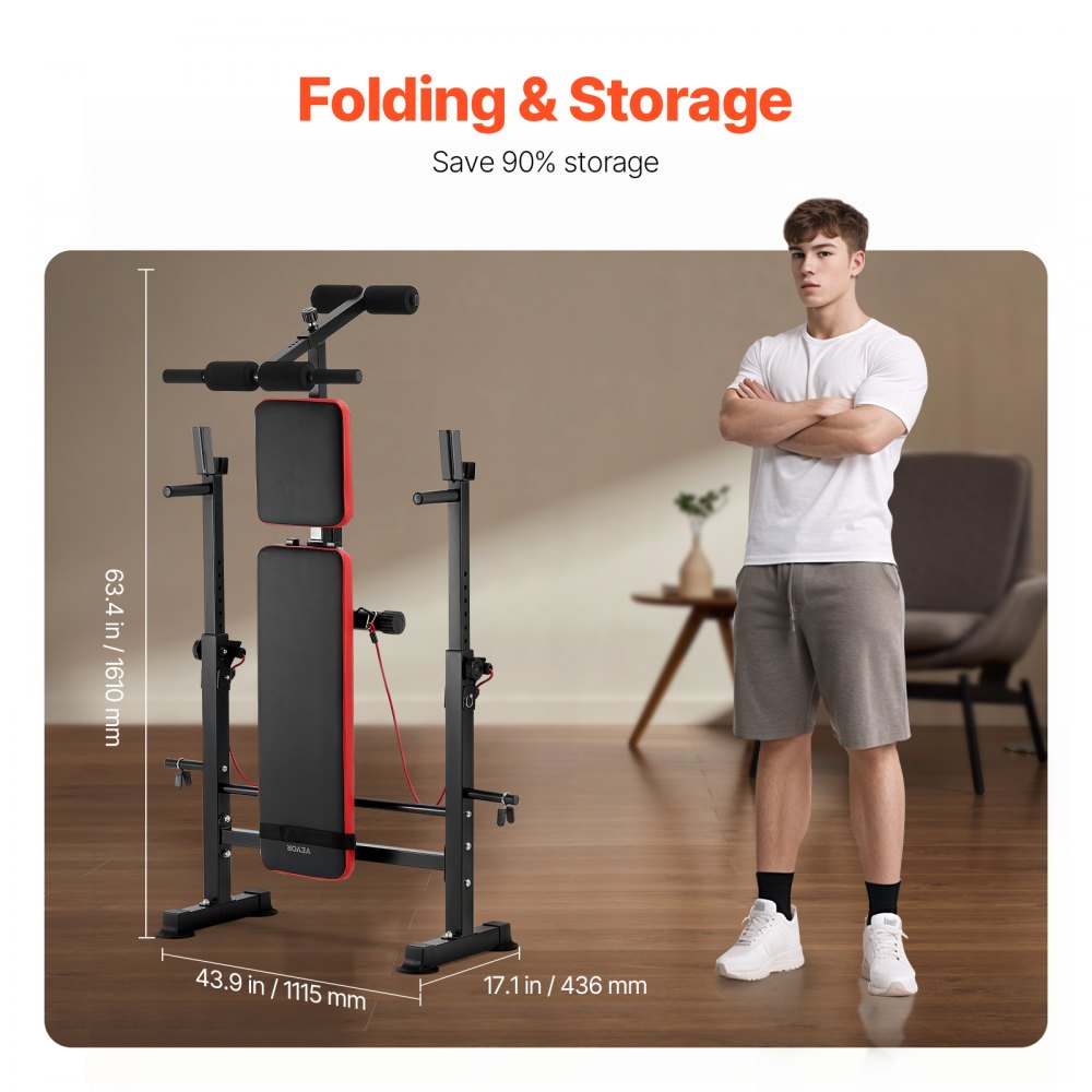 VEVOR Weight Bench, Multi-Functional Adjustable Weight Bench Press for ...
