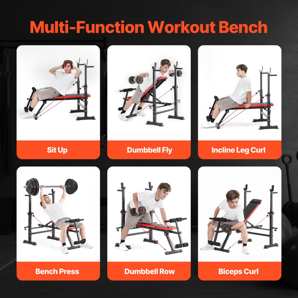 VEVOR Weight Bench, Multi-Functional Adjustable Weight Bench Press for ...
