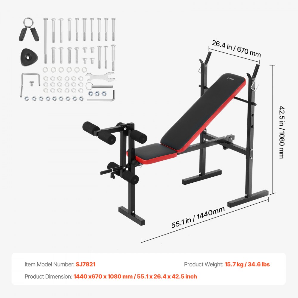 VEVOR Multi Purpose Weight Bench – Adjustable, 380 lbs