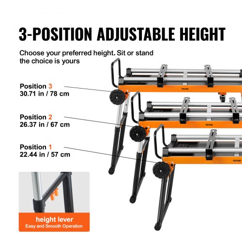 VEVOR 100in Miter Saw Stand with One-piece Mounting Brackets Sliding ...