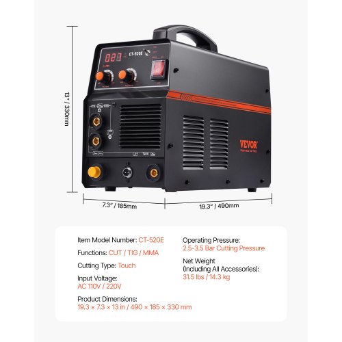 3 in 1 Plasma Cutter Welder Machine CT-520E TIG/MMA Plasma Cutter Combo ...