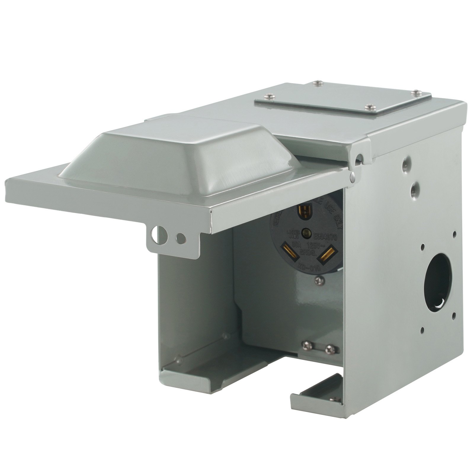 VEVOR 30 Amp RV Power Outlet Box, 125/250 Volt, Enclosed Lockable ...