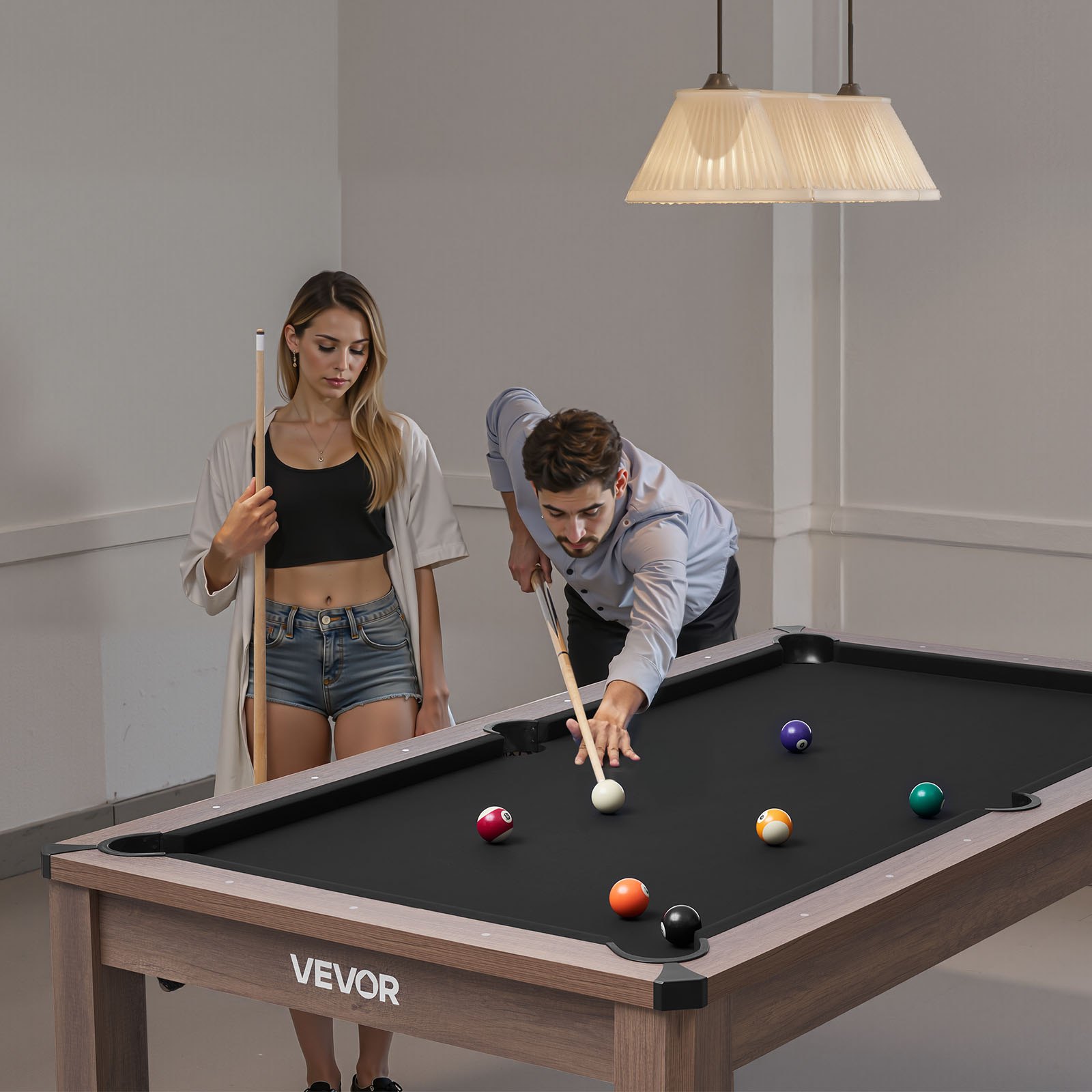 VEVOR 7ft Pool Table Combo Set, 3-in-1 Multi Game Billiards Tables with ...