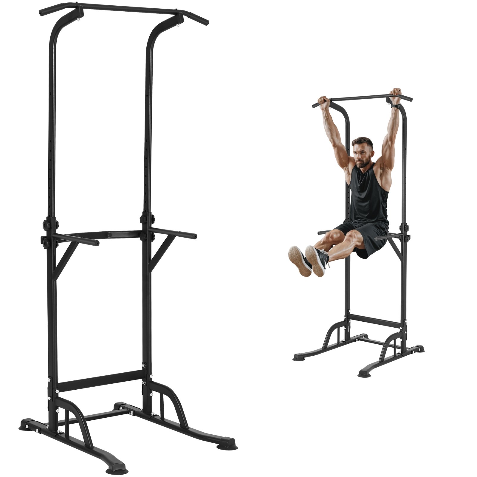 VEVOR Power Tower Dip Station, 10-Level Height Adjustable Pull Up Bar ...
