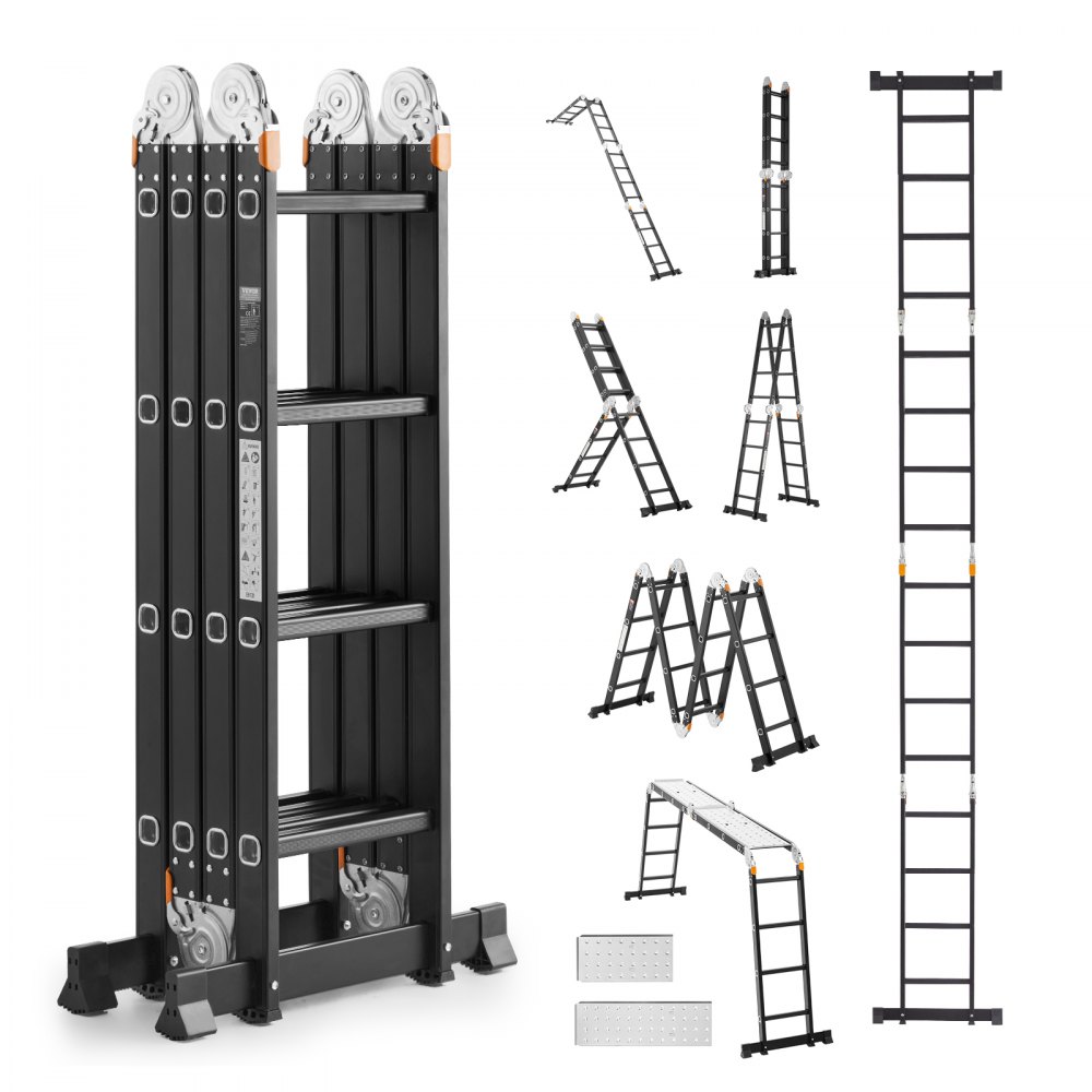 VEVOR Multi-Purpose Folding Ladder 7-in-1 4 Step 15.5ft with ...