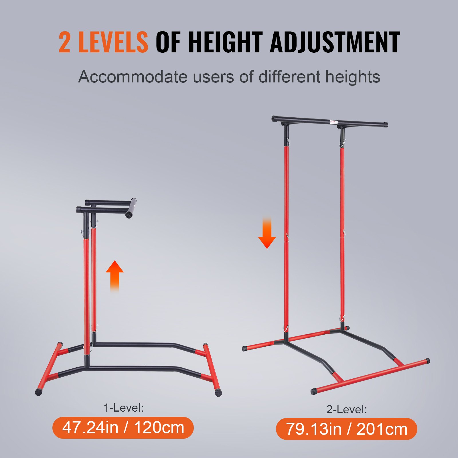 VEVOR Power Tower Dip Station, 2-Level Height Adjustable Pull Up Bar ...