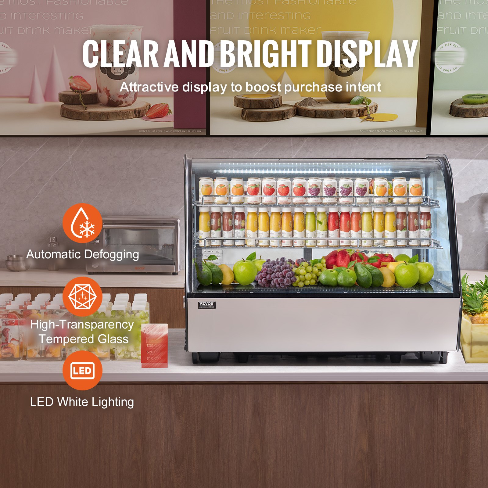 Fridge Casing VEVOR Refrigerated Display Case Bakery Display Fridge Case 5 cu ft/146L ...