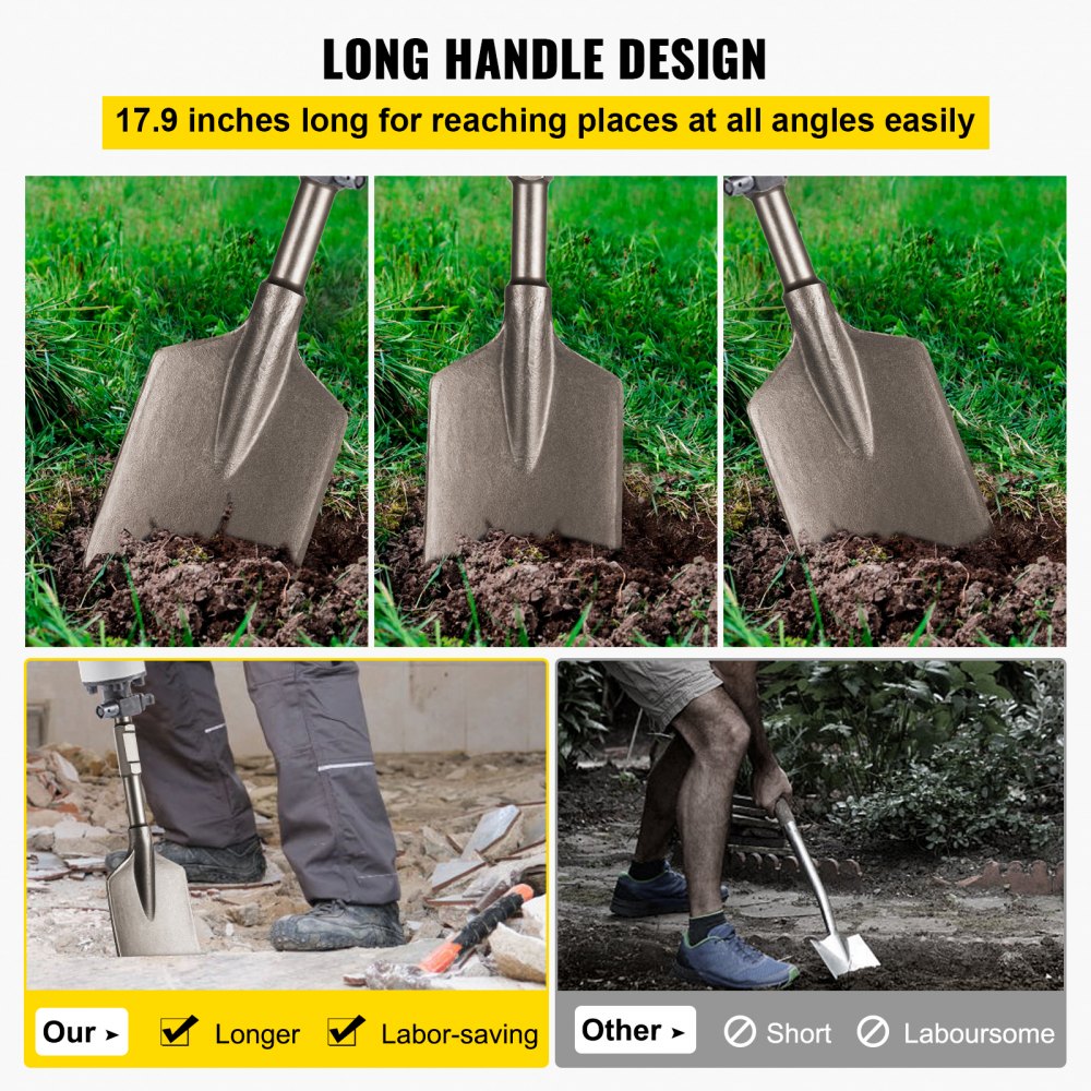 VEVOR Clay Spade, 17.9' x 5.5' 11/8' Hex Shank, 40Cr Steel Jackhammer