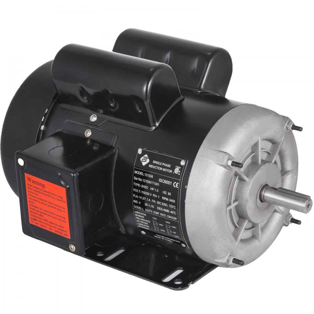 New 1.5Hp Electric Motor 56 Frame Single Phase TEFC 3450RPM 115