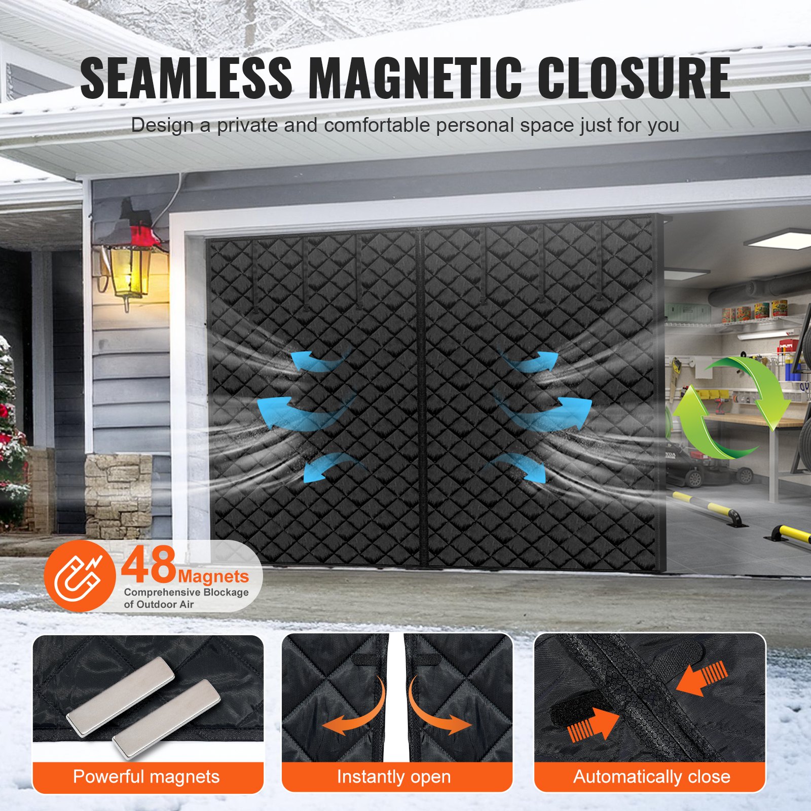 VEVOR Garage Door Screen for Winter 9.28 x 7.15 ft Garage Door ...