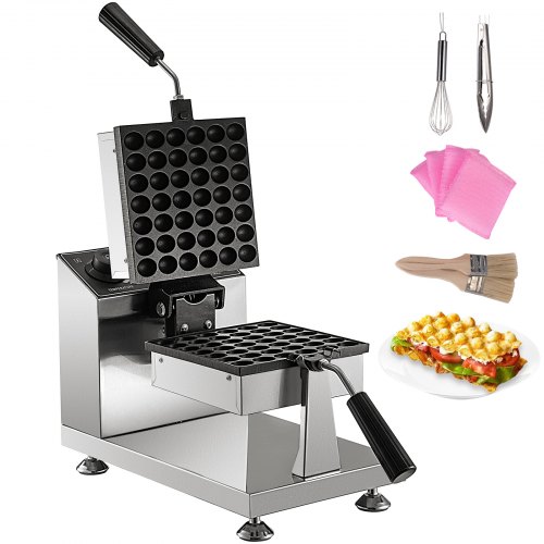 VEVOR Commercial Bubble Waffle Maker, 8" Square Mould, 1200W Egg Bubble