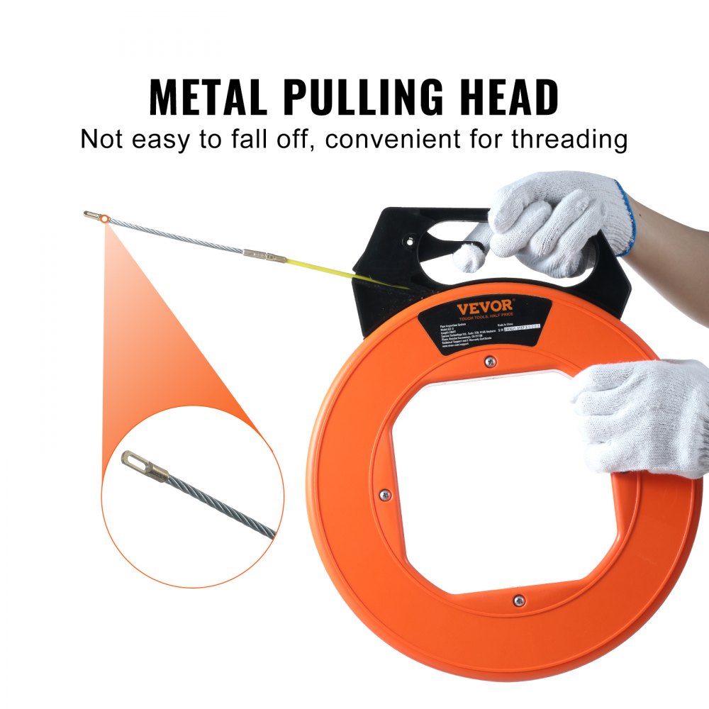 VEVOR Fish Tape, 100 ft, 3/16-inch, Fiberglass Wire Puller with ...