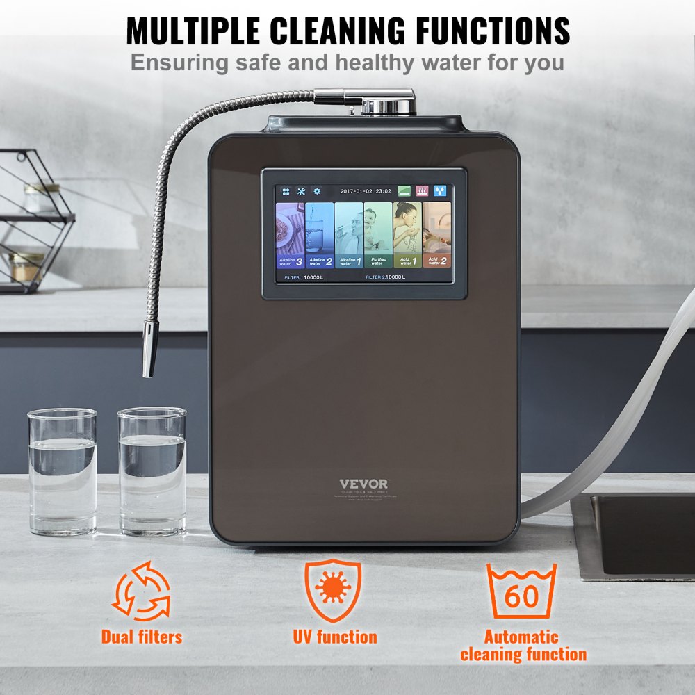 VEVOR Alkaline Water Ionizer Machine, pH 2.5-11.2 Alkaline Acidic ...