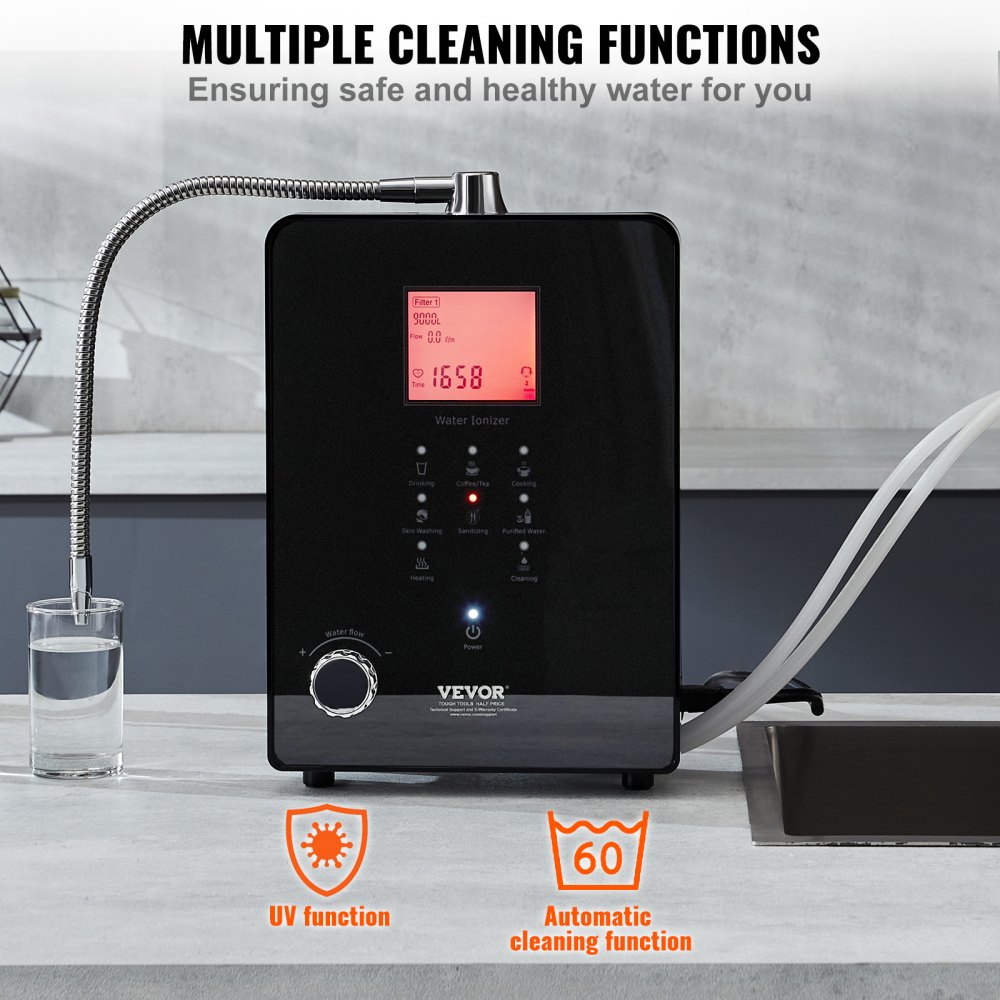 VEVOR Alkaline Water Ionizer Machine, pH 3-11.2 Alkaline Acidic ...
