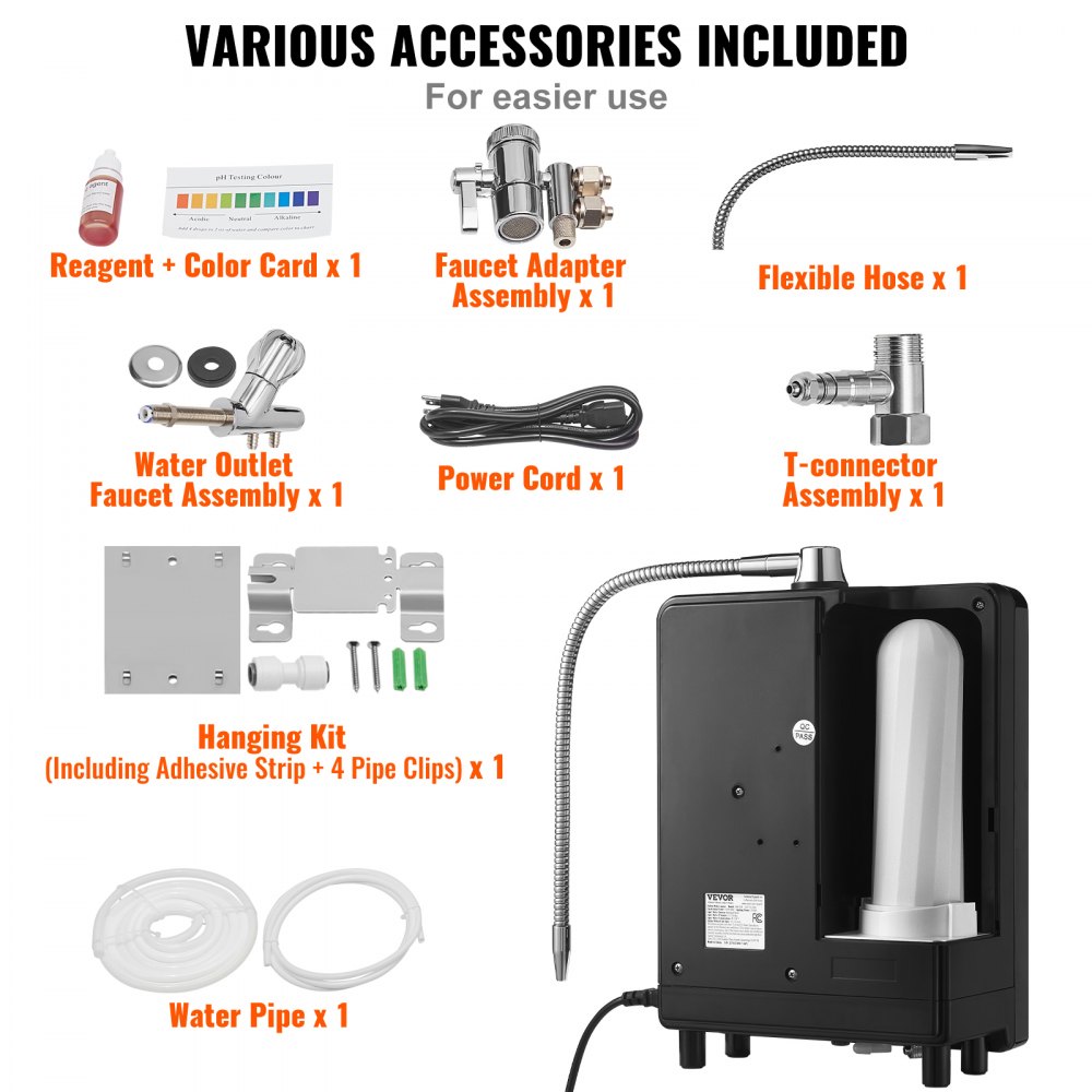 VEVOR Alkaline Water Ionizer Machine, pH 3-11.2 Alkaline Acidic ...