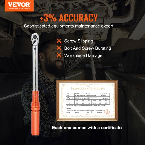 VEVOR Torque Wrench, 3/8-inch Drive Click Torque Wrench 10-80ft.lb/14 ...