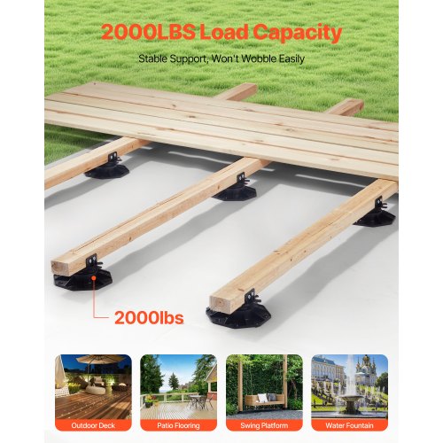 24 Pack Adjustable Deck Support Pedestals – 1-9/16" To 2-3/8" Height, With Locking Ring, 1000 Lbs Capacity