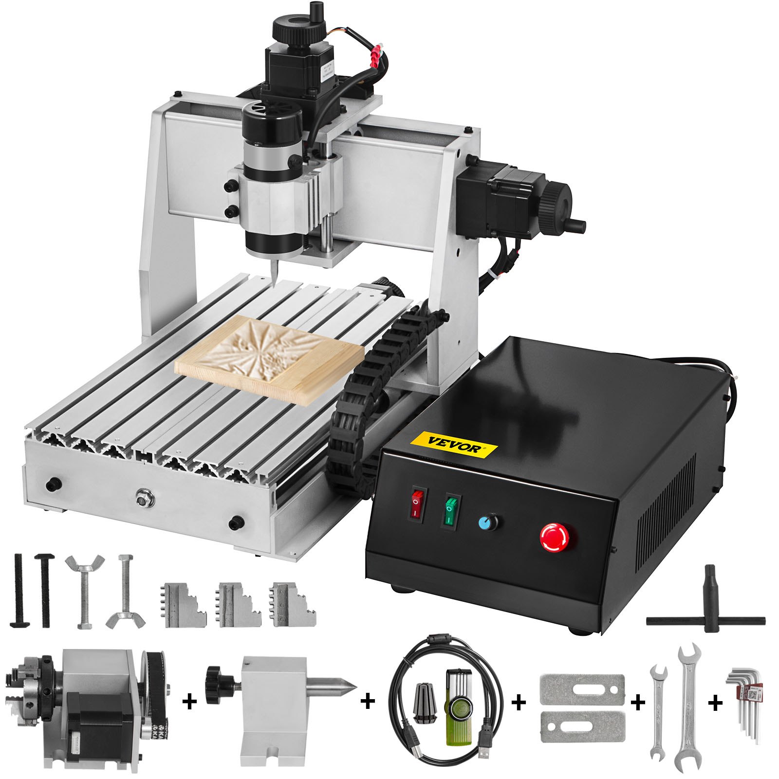 VEVOR CNC Router Engraver Kit 3020 CNC Router 4 Axis USB Port CNC ...