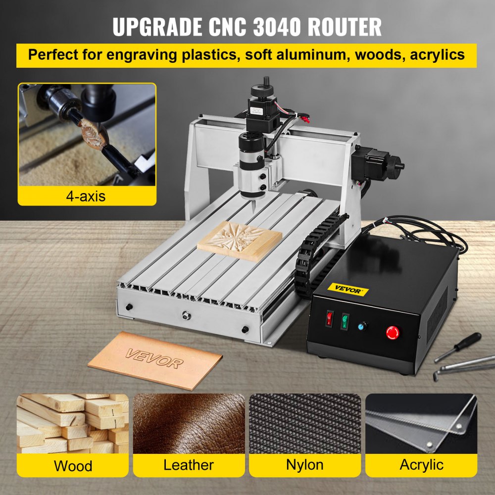 VEVOR CNC Machine 4 Axis CNC Router 3040 CNC Router Engraver Machine ...