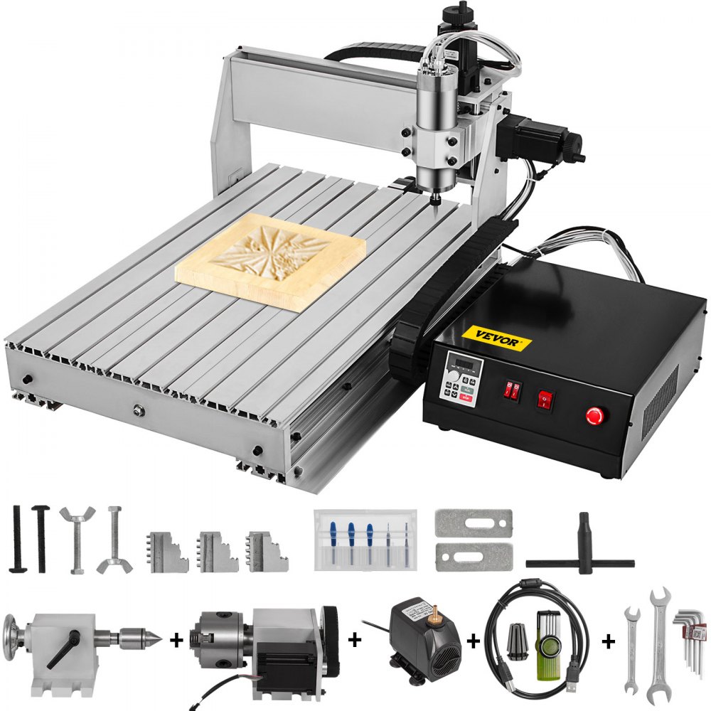 VEVOR CNC Router 6040 4 Axis CNC Router Machine 600x400mm CNC Router Kit 1000W MACH3 Control Nagy 3D Grav roz g p CNC Router Kit USB vel