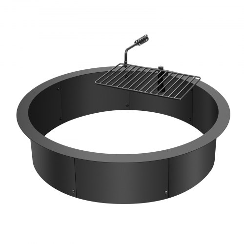 VEVOR Fire Pit Ring w/ BBQ Fire Ring 35 Inch Outer Steel DIY Campfire ...