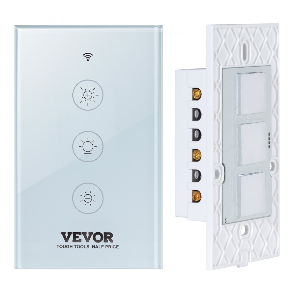 VEVOR WiFi Smart Light Dimmer Switch, 100250V AC WiFi 2.4GHz, 15 to 85 Stepless Dimming LED