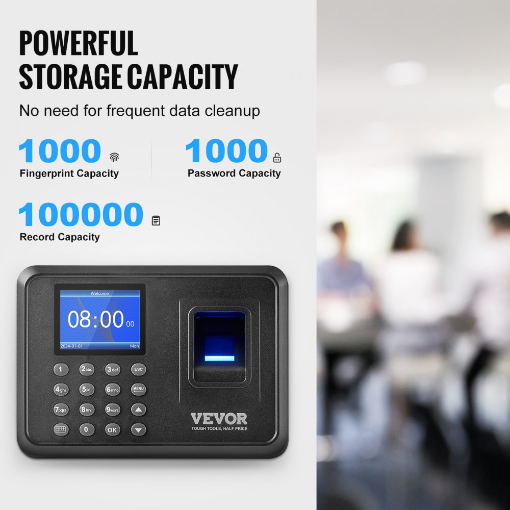 Stat Clock VEVOR Time Clock, Fingerprint Time Clocks for Employees Small Business ...