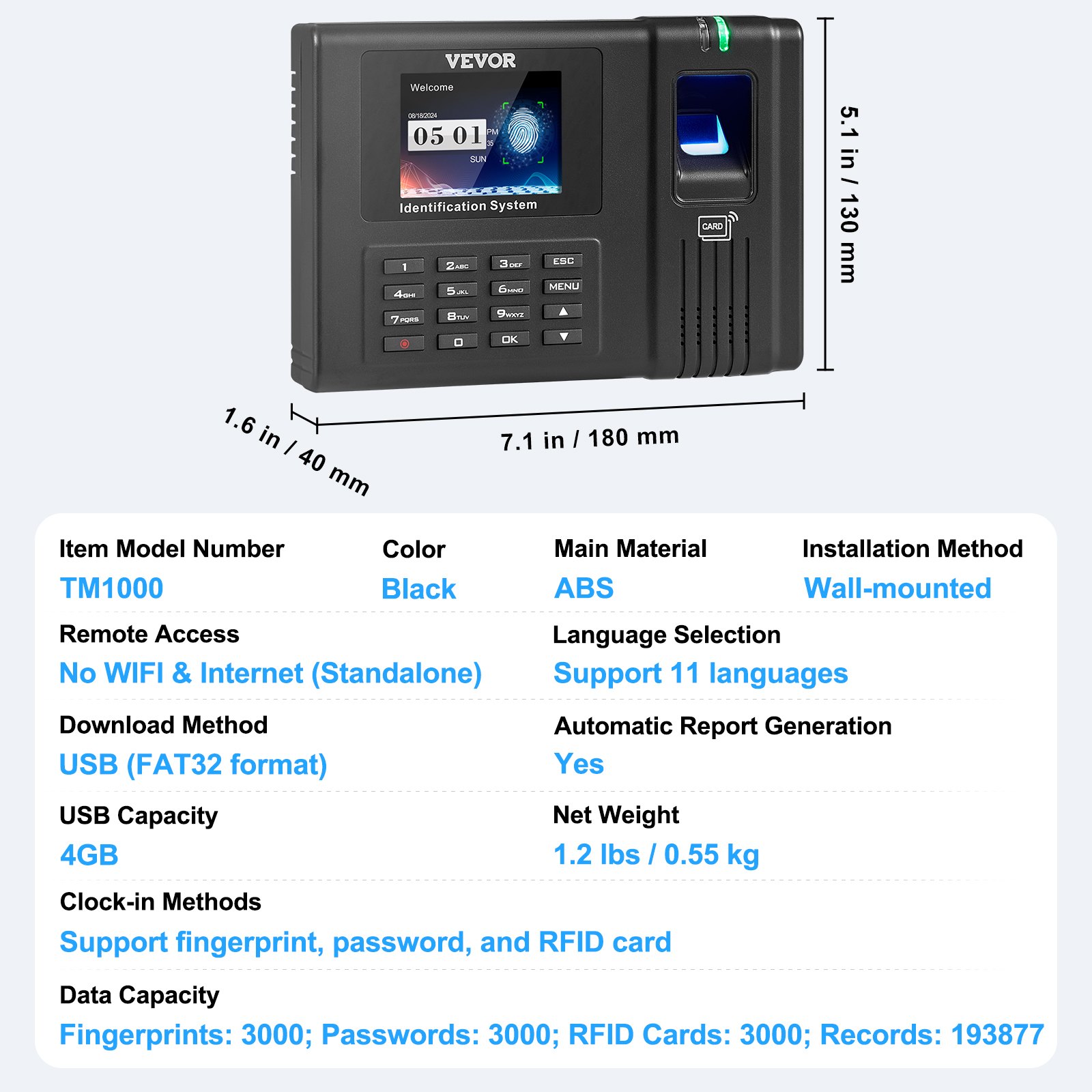 Clock In And Out Machine For Employees Fingerprint Time Clock VEVOR Time Clock, Employee Attendance Machine With Fingerprint, RFID Time Clock Punch Machine Time Clocks Clock In And Out Machine For Employees Fingerprint Time Clock VEVOR Time Clock, Employee Attendance Machine With Fingerprint, RFID Time Clock Punch Machine Time Clocks